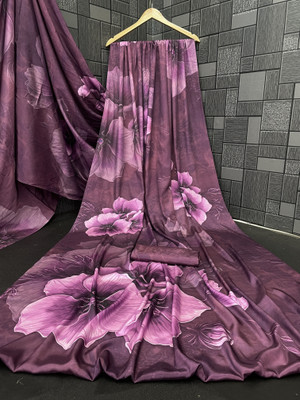 Pemal Designer Printed Bollywood Crepe Saree(Purple)