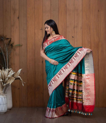 CENTURY CREATION Digital Print Banarasi Art Silk Saree(Light Green)