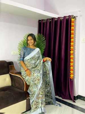 Moda Rapido Embellished, Floral Print Bollywood Georgette, Satin Saree(Dark Blue)