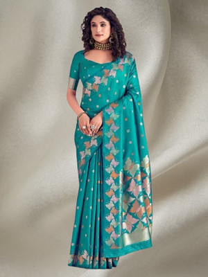 RUCHAA FASHION Woven Banarasi Art Silk Saree(Light Blue)
