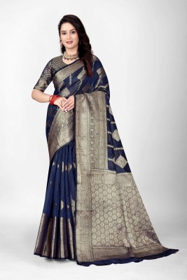 supalee tex Woven Bollywood Organza Saree(Blue)