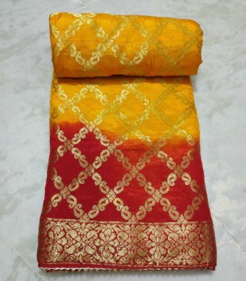 sonak Self Design Banarasi Pure Silk Saree(Red, Yellow)