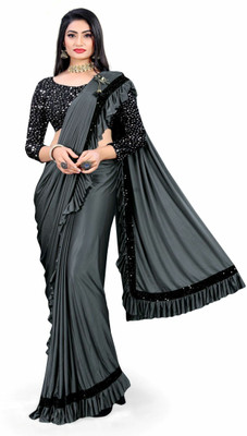 A To Z Cart Embellished Bollywood Lycra Blend Saree(Grey)