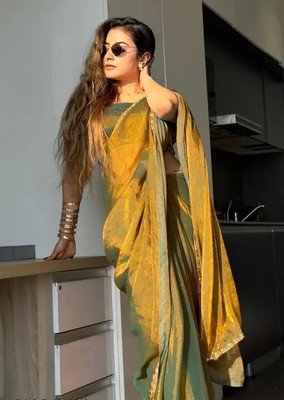SWASTIIKFASHION Self Design Bollywood Chiffon Saree(Gold)