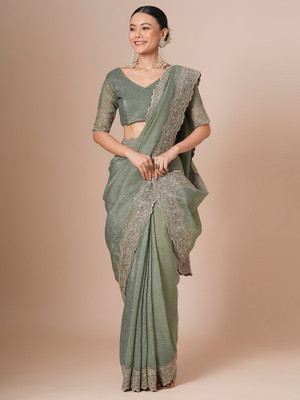 Tasrika Embroidered Bollywood Chiffon Saree(Light Green)