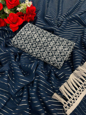 TRENDY TRENDZ Printed Daily Wear Georgette Saree(Blue)