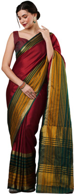 Akhilam Embroidered Tant Art Silk Saree(Maroon)