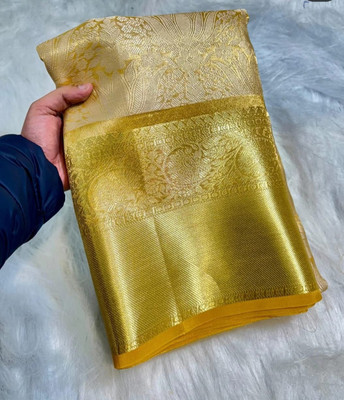 MFNSilk Woven, Self Design Kanjivaram Tissue Saree(Gold, Cream)