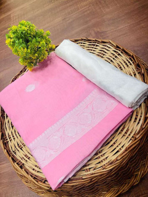 Dhruvil Impex Self Design Banarasi Pure Silk Saree(Pink)