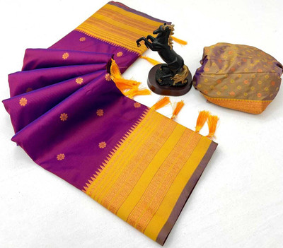 Zivastra Embroidered, Woven, Self Design Banarasi Organza, Georgette Saree(White, Yellow, Black, Green)