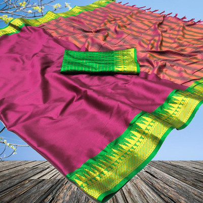 LIMBADI Woven Kanjivaram Cotton Silk Saree(Maroon)