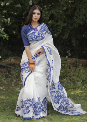 Arpita Fashion Floral Print Bollywood Linen Saree(Multicolor)