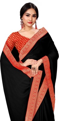 LDZONE Woven Banarasi Cotton Silk Saree(Black)