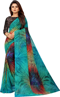 Queenswear Creation Printed Daily Wear Georgette Saree(Multicolor)