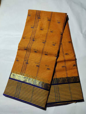 HARE KRISHNA ENTERPRISE Printed Tant Pure Cotton Saree(Brown)