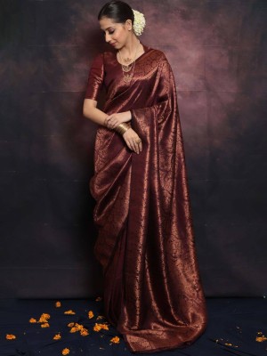 Divastri Woven Kanjivaram Pure Silk, Art Silk Saree(Maroon)