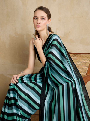 Tasrika Printed Bollywood Satin Saree(Green)