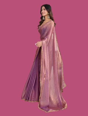 VISHNU Self Design Kanjivaram Jimmy choo, Pure Cotton Saree(Purple)