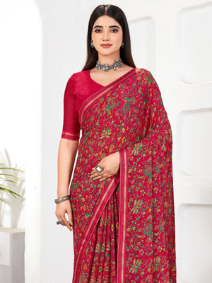 Anouk Rustic Printed Bollywood Chiffon Saree(Pink)