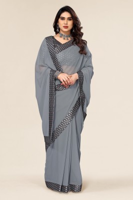 NESHVI ENTERPRISE Embellished Bollywood Georgette Saree(Grey)