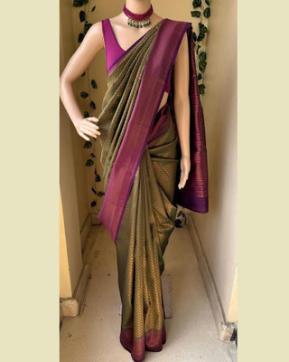 hitesh pahuja Woven Kanjivaram Pure Silk Saree(Multicolor)