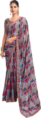 Pranjal Printed Bandhani Chiffon Saree(Grey)
