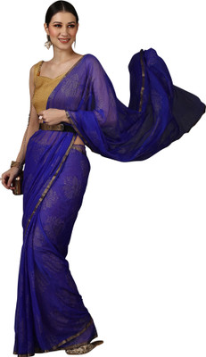 Akhilam Self Design Bollywood Chiffon Saree(Blue)