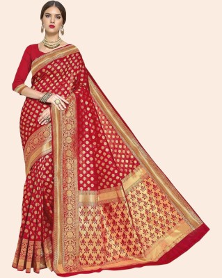 SWAMI STUDIO Woven Banarasi Jacquard Saree(Red)