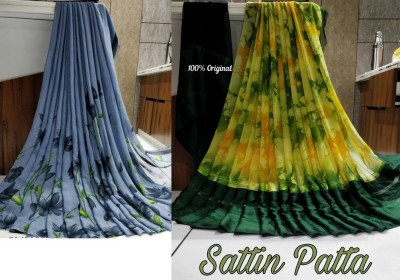 Sanjana Silk Floral Print Bollywood Georgette Saree(Pack of 2, Grey)