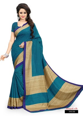 Novus Knitting Printed Bollywood Art Silk Saree(Blue)