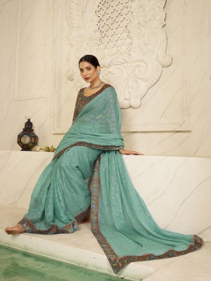 Divastri Embellished Bollywood Chiffon Saree(Light Green)