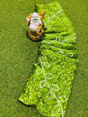 v.divyanshi & co. Printed Bandhani Georgette Saree(Light Green)