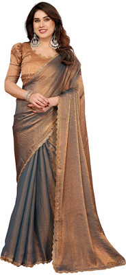 Moda Rapido Embellished Bollywood Tissue Saree(Brown)