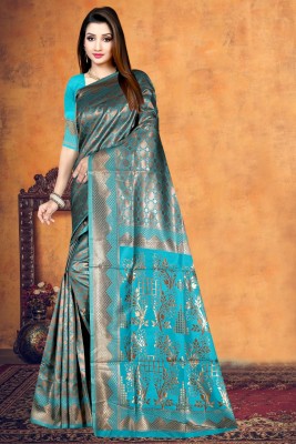 Mukta Trendz Self Design Daily Wear Art Silk Saree(Blue)