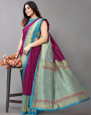 Laaksha Creation Printed Bollywood Art Silk Saree(Multicolor)