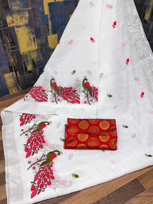 LADYSUTRA Embroidered Bollywood Chanderi Saree(Multicolor)
