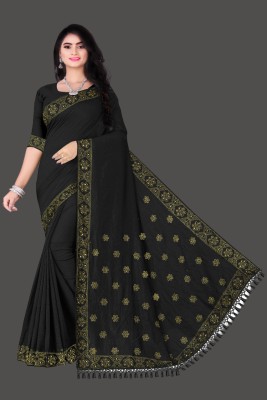 SHIVAYFAB Embellished Daily Wear Art Silk, Georgette Saree(Black)