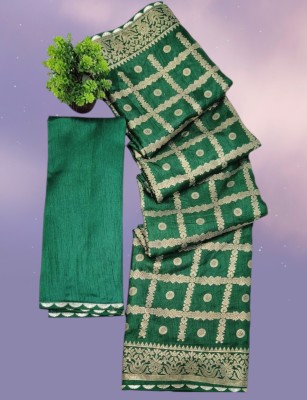 Lalit Woven Chanderi Cotton Blend Saree(Green)