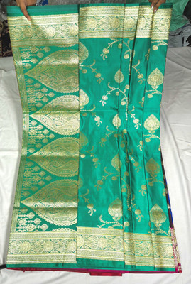 ANUDHYA FASHION Self Design, Woven Banarasi Pure Silk Saree(Green)