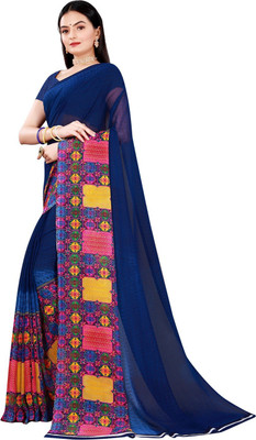 Suali Printed Daily Wear Georgette Saree(Blue)