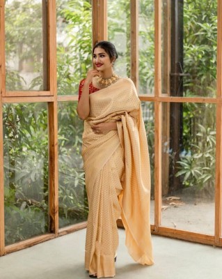 Bansari Textiles Embellished, Applique Bollywood Art Silk Saree(Beige)