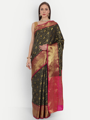 AMIRAT CLOTING Self Design Banarasi Art Silk Saree(Black)