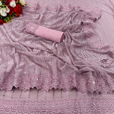 Sakifashion Digital Print Daily Wear Lycra Blend Saree(Pink)