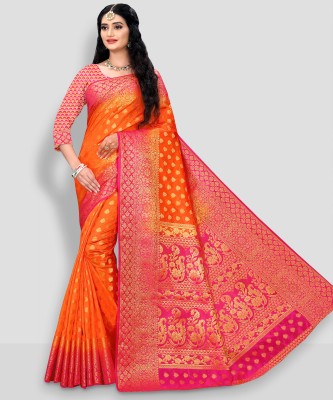 ANISSA SAREE Woven Banarasi Art Silk Saree(Orange)