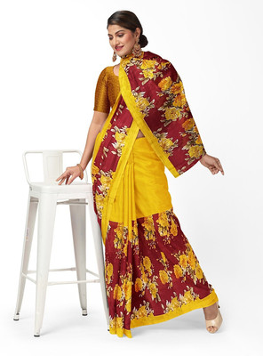 Saadhvi Printed Bandhani Georgette Saree(Yellow)