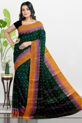 GANESH PLASTIC Woven Tant Pure Cotton Saree(Dark Green)