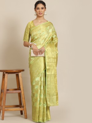 Arriva Fab Woven Banarasi Cotton Blend Saree(Yellow)