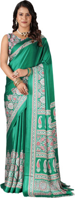 Virendra Textiles Printed Bollywood Crepe Saree(Green)