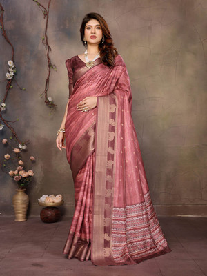 Varanga Printed Daily Wear Silk Blend Saree(Maroon)