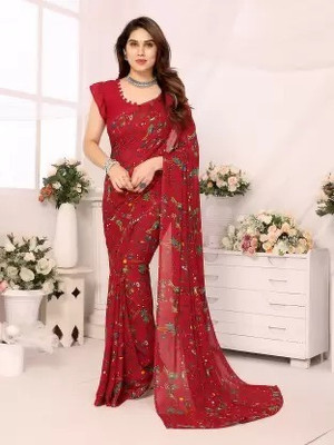Suali Printed Daily Wear Georgette Saree(Maroon)